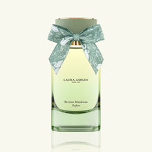 Laura Ashley Serene Meadows perfume bottle with a decorative bow on a white background