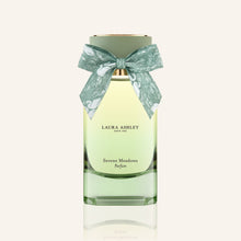 Laura Ashley Serene Meadows perfume bottle with a bow on a white background